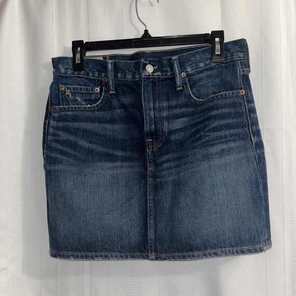 Polo Boho Western Denim Skirt Short Mini Dark Wash Size 4, Waist 30” Length 15” - Picture 1 of 11